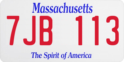 MA license plate 7JB113