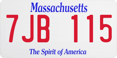 MA license plate 7JB115
