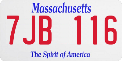 MA license plate 7JB116