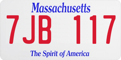 MA license plate 7JB117