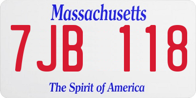 MA license plate 7JB118