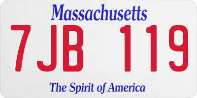 MA license plate 7JB119