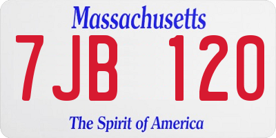 MA license plate 7JB120