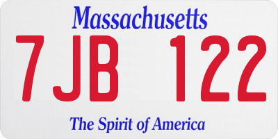 MA license plate 7JB122