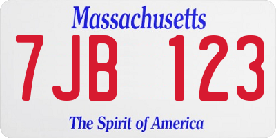 MA license plate 7JB123