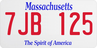 MA license plate 7JB125