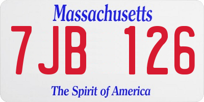 MA license plate 7JB126