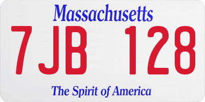 MA license plate 7JB128