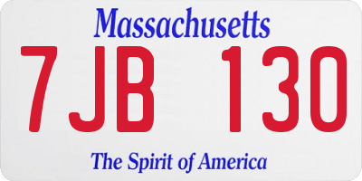 MA license plate 7JB130