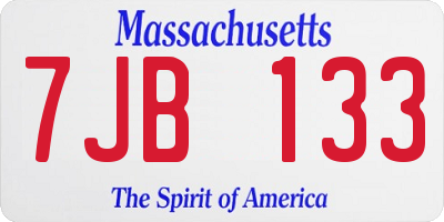 MA license plate 7JB133