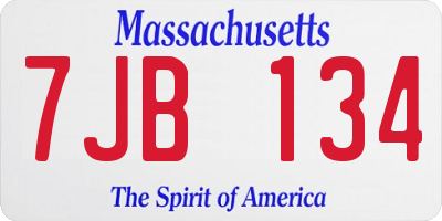MA license plate 7JB134