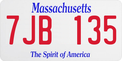 MA license plate 7JB135