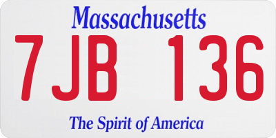 MA license plate 7JB136