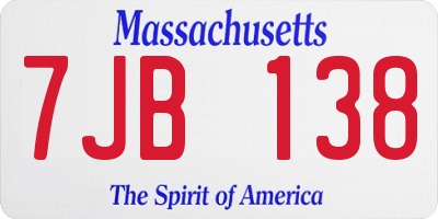 MA license plate 7JB138