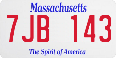 MA license plate 7JB143