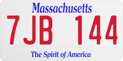 MA license plate 7JB144