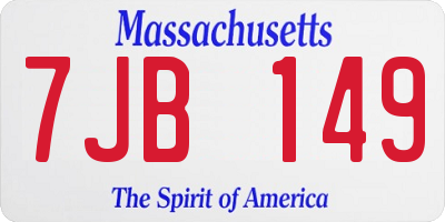 MA license plate 7JB149