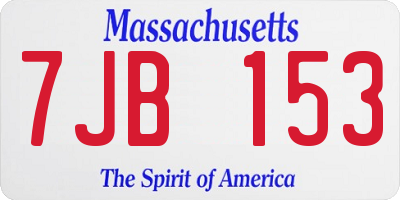MA license plate 7JB153