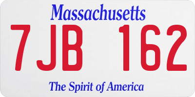 MA license plate 7JB162