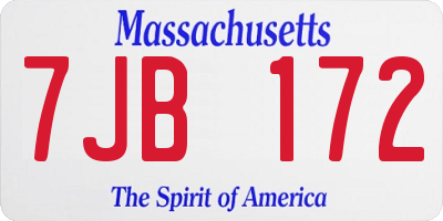 MA license plate 7JB172