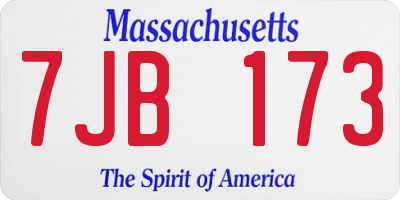 MA license plate 7JB173