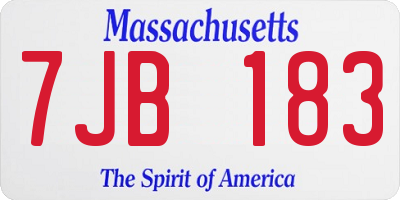 MA license plate 7JB183