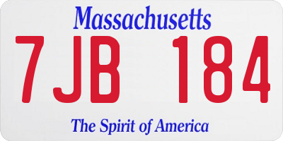 MA license plate 7JB184