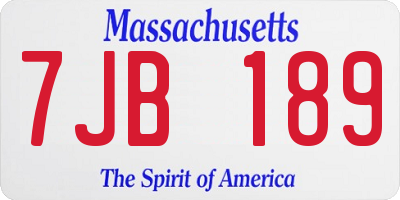 MA license plate 7JB189