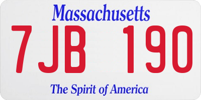 MA license plate 7JB190