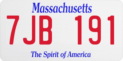 MA license plate 7JB191