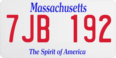 MA license plate 7JB192