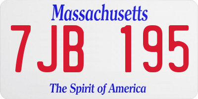 MA license plate 7JB195