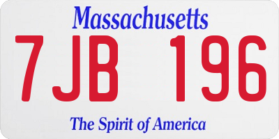 MA license plate 7JB196