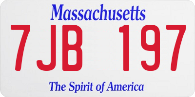 MA license plate 7JB197
