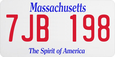 MA license plate 7JB198