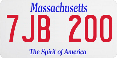MA license plate 7JB200