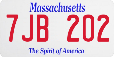 MA license plate 7JB202