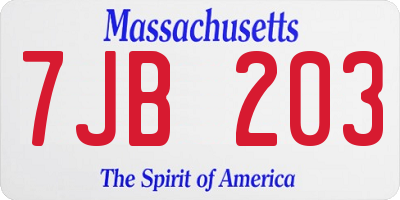 MA license plate 7JB203