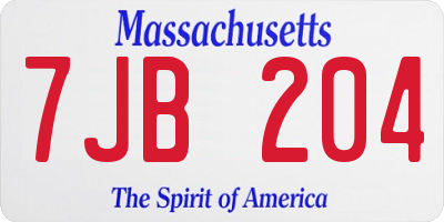 MA license plate 7JB204