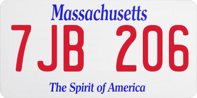 MA license plate 7JB206