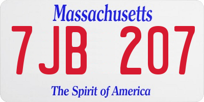 MA license plate 7JB207
