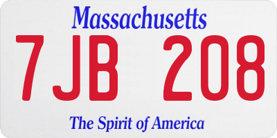 MA license plate 7JB208