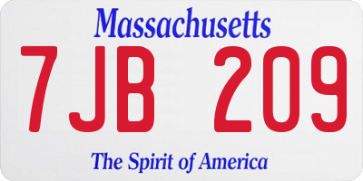MA license plate 7JB209
