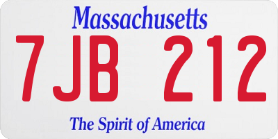 MA license plate 7JB212