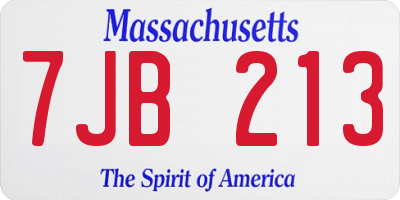 MA license plate 7JB213