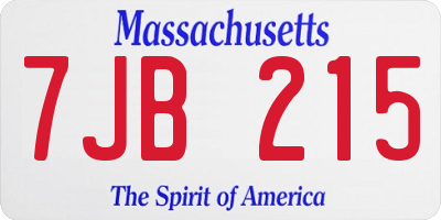 MA license plate 7JB215