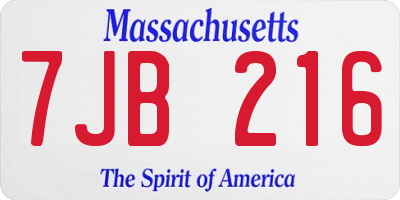 MA license plate 7JB216