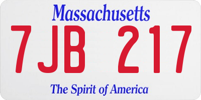 MA license plate 7JB217