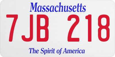 MA license plate 7JB218