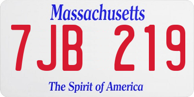 MA license plate 7JB219